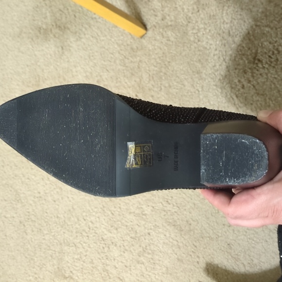 Black Rhinestone Mid Calf Boots Size 7 - Picture 6 of 11